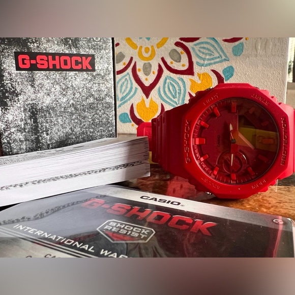 Casio OAK G-Shock GA2100-4AER 48.5mm Red Carbon Resin Case with Red Resin Band - Picture 8 of 8
